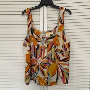 NWT C&C linen tropical print top XL